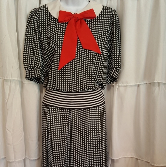 Vintage Periwinkle Polka Dot Dress - Picture 5 of 11